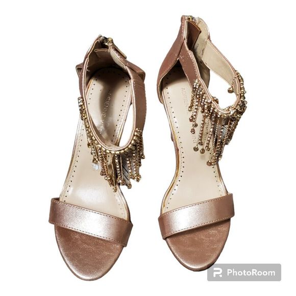 Adrienne Vittadini AV-Gala Fringed Ankle Strap 4 Inch High Heels Women Size 6 M - Picture 1 of 10